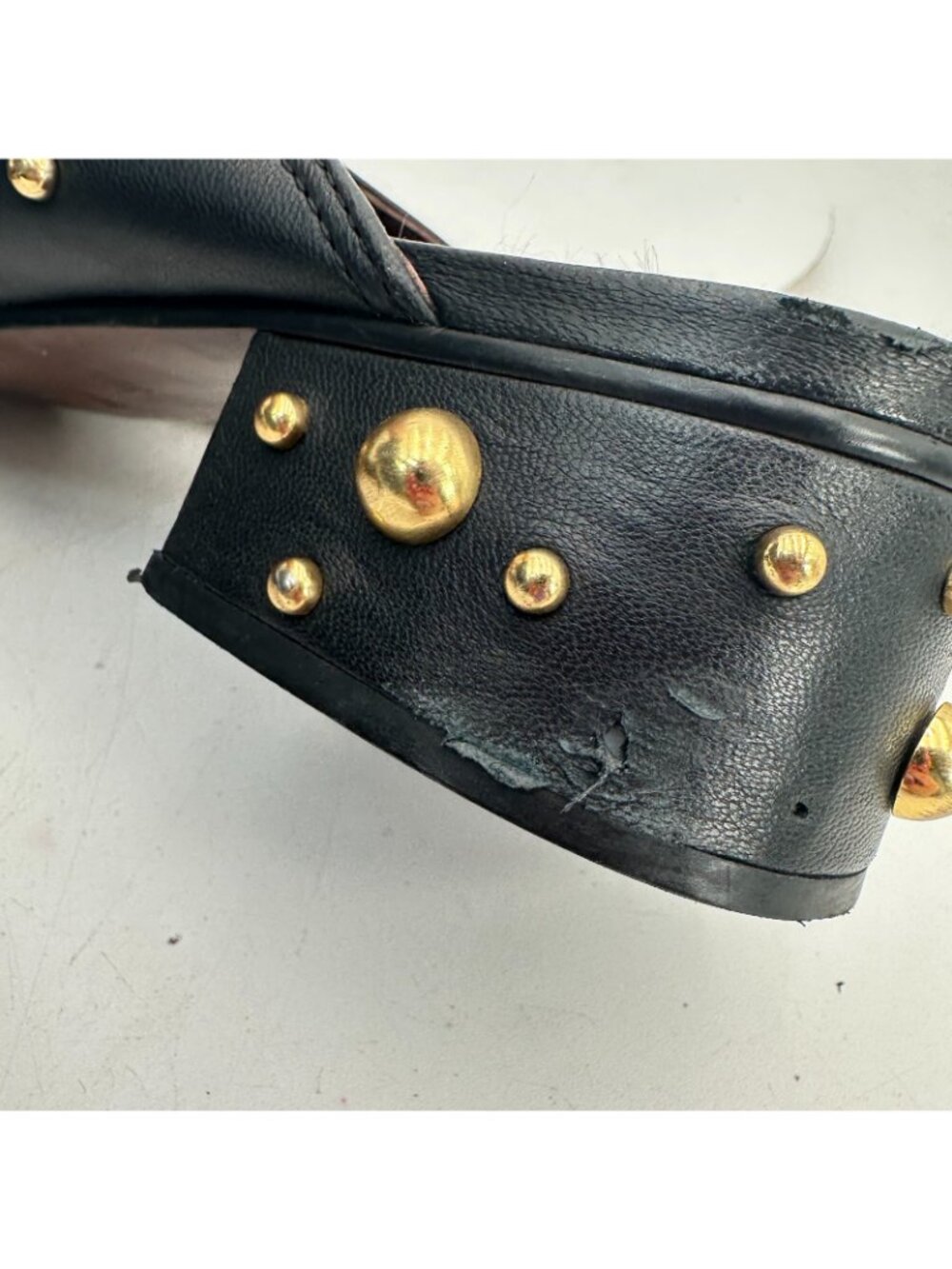 See By Chloe Women Size EU 39.5 US 9.5 Black Suede Gold Studded Mules Sandal - Picture 12 of 13